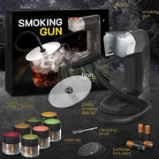 HOMIA smoke infuser kit with hose, disk lid, wood chips, batteries and cleaning accessories